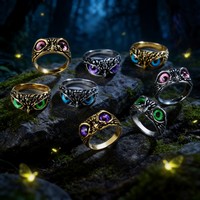 Bagues en acier inoxydable tendance pour hommes et garçons, motif hibou animal mignon, anti-ternissement, œil de démon, étanches, pour Halloween