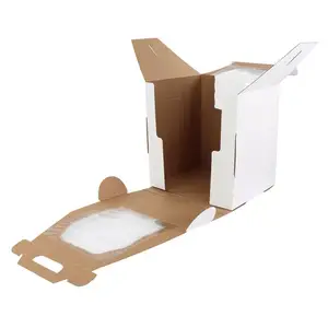Fabrika özel gıda ambalaj planı beyaz çörek kutusu uzun boylu kek kutuları için katmanlı kek oluklu kek kutuları