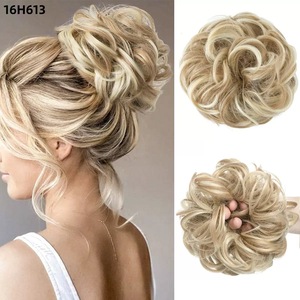 Messy Hair <span class=keywords><strong>Chignon</strong></span> Cheveux Pièces Mix Couleur Élastique Ondulé Bouclés Chouchous Synthétique <span class=keywords><strong>Chignon</strong></span> Extension de Cheveux pour Filles - Product Image 3