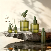 Flacon compte-gouttes en verre dépoli vert 15ML 30ML, flacon de recharge pour huiles essentielles et essences