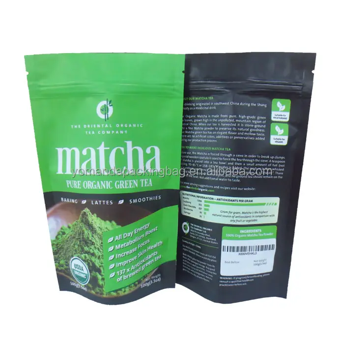 100 g 250 g 500 g 1 kg Stand Up Bio Matcha Grüntee Pulver beutel Matcha Kunststoff verpackungs beutel von höchster Qualität