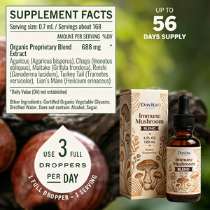 Gotas Inmunitarias de Chaga, Reishi y Turkey Tail Hechas en Estados Unidos, Orgánicas, Antioxidantes, Veganas, GMP, Marca Privada, Espectro Completo - Product Image 2