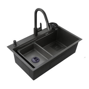 Fregadero de cocina hecho a mano SUS304 | Acabado gris pistola nano | Lavabo grande de un solo tazón bajo encimera - Product Image 3