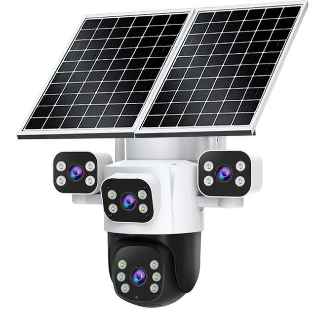 AOV 4G Solar Powered Camera With 8W Solar Panel 8000mah Battery Hieasy 4MP 2 Lens AI Human Vehicle Pet Detection Alarm CCTV
