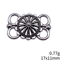 Médaillon marguerite soleil éclatant 17x11mm, connecteur à 4 boucles en alliage, argent antique, pour panneau de bracelet bohème