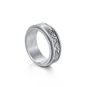 Glow in the Dark <b>Dragon</b> Texture Male Silver <b>Ring</b> Polishing Stainless Steel <b>Ring</b> for Man - Product Image 3