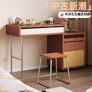 Vintage Solid Wood <b>Dressing</b> <b>Table</b> With Drawer <b>Storage</b> Cabinet Bauhaus Style Extendable <b>For</b> Small Apartments Master Bedroom - Product Image 3