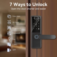 Serrure de porte intelligente biométrique avec reconnaissance faciale 3D, empreinte digitale, carte IC, mot de passe et clé via application pour l'entrée des appartements et maisons