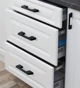 Emas putih logam hitam lemari dapur mebel lemari baju pegangan