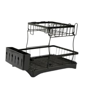 New Household <b>Wall</b> <b>Mounted</b> Double Tier Modern Simple Dish Rack with Removable Two-color Options for Kitchen <b>Table</b> Storage - Product Image 5