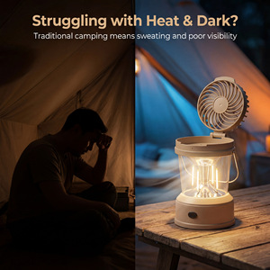 New camping lamp fan lantern outdoor tent lamp with fan folding strong <b>light</b> portable lamp camping lamp - Product Image 2