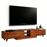 Konsol TV Modern yang Dapat Diubah Bentuknya, 4 Laci, Dapat Diperpanjang, Tahan Lama, Multi-Fungsi, Furnitur Ruang Tamu Kayu, Cocok untuk Apartemen, Muat TV 65 inci+