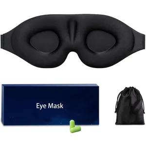 Máscara de olho personalizada para dormir, espuma de memória, 3D, preto, viagem, sono