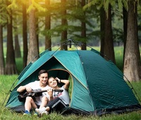 Tenda Pop Up 2 Orang Keluarga Tahan Air Anti Angin Portabel Instan Otomatis untuk Berkemah di Luar Ruangan dengan Tiang Fiberglass
