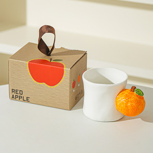 Venta al por Mayor de Tazas de Café de Cerámica Creativas en 3D con Diseño de Naranja, Tazas de Leche de Porcelana Pintadas a Mano con Diseño de Manzana, Tazas de Té con Diseño de Durazno para Regalo - Product Image 6