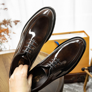 Chaussures Oxford en cuir noir pour hommes, bout carré, à lacets, semelle extérieure en caoutchouc, toutes saisons, livraison directe - Product Image 5