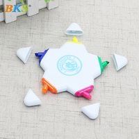 Stylo surligneur mignon cinq couleurs 5 en 1 en forme de fleur en plastique pour étudiants et enfants, pour dessiner et prendre des notes