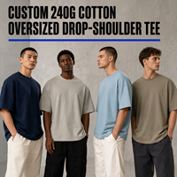 T-shirt en coton personnalisé, uni, 240 g/m², doux, unisexe, grande taille, manches courtes, été, respirant, style streetwear, oversize