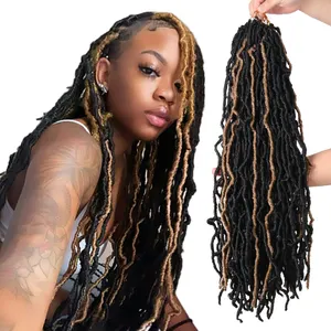 Julianna 24 30 36 Pouces Long 350 Personnalisé Doux Faux Locs Ombre Extensions En Gros Crochet Synthétique Tressage Cheveux