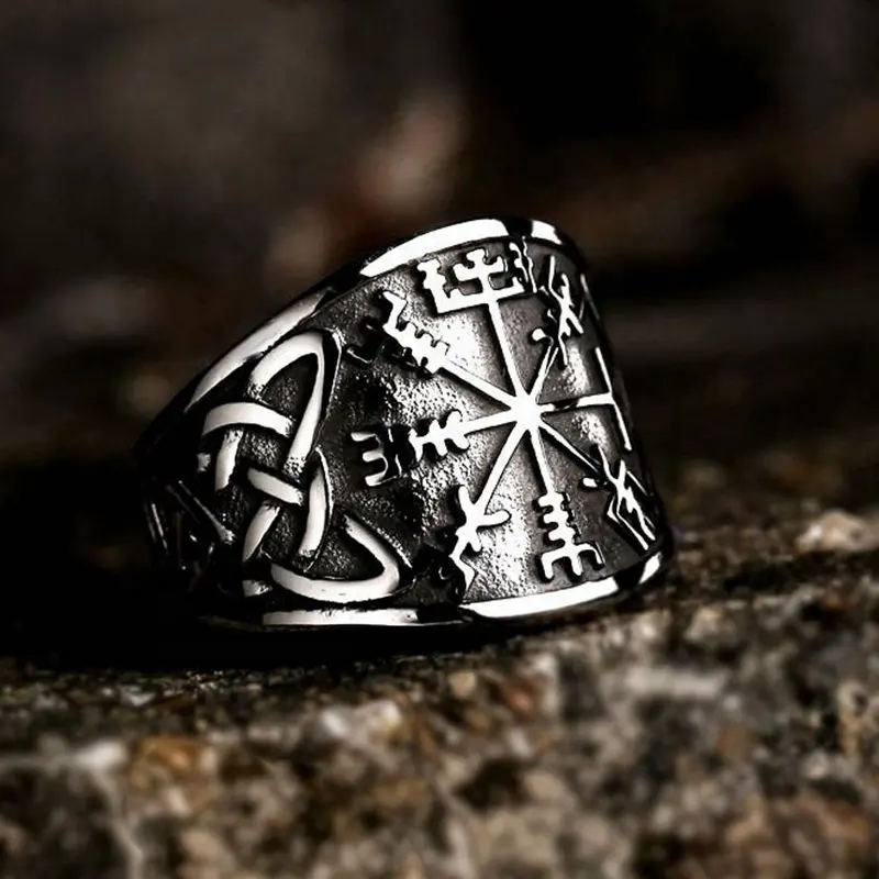 Anéis celticos masculinos de aço inoxidável, helm antigo de deve north viking