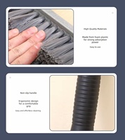 Balai à pousser en plastique robuste AF1201, 136 cm, manche long en PP, poils en nylon, brosse industrielle pour sols, garage, allée, extérieur