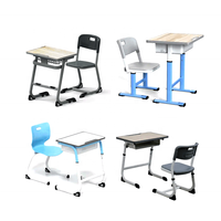 Ensemble bureau et chaise d'étudiant en bois moderne avec structure métallique finition peinture poudrée pour école, hôtel, salle de classe, salon, bureau à domicile, chambre à coucher