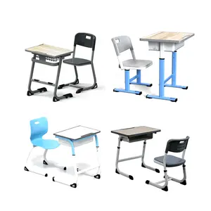 Juego de sillas de escritorio de madera modernas para estudiantes, escritorios y sillas escolares, muebles de aula, mesas para estudiantes, muebles preescolares con capa de polvo