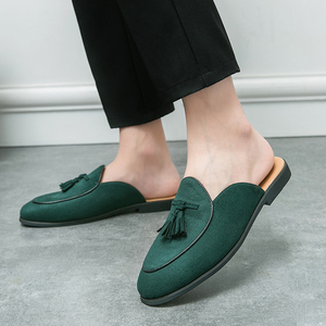Mocassini con Nappine in Finta Pelle Scamosciata Verde, Design alla Moda, Scarpe da <span class=keywords><strong>Uomo</strong></span>, <span class=keywords><strong>Pantofole</strong></span> Mule - Product Image 6
