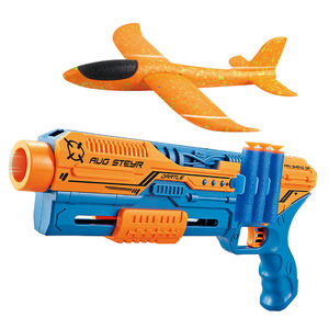 2合1户外玩具枪射击游戏投掷泡沫飞机发射器飞行玩具与6个软子弹为孩子 - Product Image 2