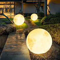 Lampe LED Lune IP65 Étanche en Plastique, Sphère Lumineuse, Lampe de Sol, Décoration Suspendue pour Arbre et Aménagement Paysager