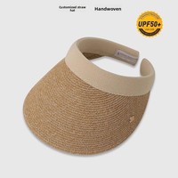 Chapeau Visière en Herbe Naturelle Tressée Nouveau Modèle d'Été pour Femme Protection Solaire Anti-UV Grand Bord Couvrant le Visage Chapeau de Soleil d'Extérieur