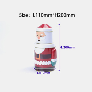 Boîtes à cadeaux recyclables personnalisées en fer blanc en formes de père Noël et de bonhomme de neige Contenants en fer blanc pour biscuits, bonbons et rangement de jouets - Product Image 4
