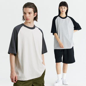 Hot New Arrival Unisex 100% Cotton Women <b>T</b>-<b>Shirt</b> Color Block Patchwork <b>Plain</b> Blank <b>Oversize</b> Men <b>T</b> <b>Shirt</b> - Product Image 1