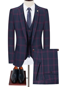 <span class=keywords><strong>Costume</strong></span> d'affaires en laine italienne à carreaux <span class=keywords><strong>de</strong></span> haute qualité pour hommes - Product Image 4