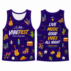 Camiseta sin mangas personalizada para festivales de música, eventos de música en vivo, con estampado por sublimación completa, para conciertos y fiestas - Product Image 3