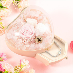 Caja de regalo de flor de vida eterna, caja de joyería de amor decorativa, regalo de San Valentín, flor en forma de corazón - Product Image 3