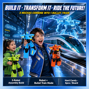 <span class=keywords><strong>Jouet</strong></span> robot méca transformable 2-en-1 : robot en train à grande vitesse, double mode, 3 couleurs, bonbons durs, 6 pièces/plateau, vente en gros - Product Image 3