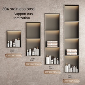 <span class=keywords><strong>Étagère</strong></span>s en acier inoxydable pour alcôve et alcôve encastrées dans un mur, montage en coin, pas besoin <span class=keywords><strong>de</strong></span> clouage-<span class=keywords><strong>étagère</strong></span> murale pour <span class=keywords><strong>salle</strong></span> <span class=keywords><strong>de</strong></span> <span class=keywords><strong>bain</strong></span> - Product Image 6