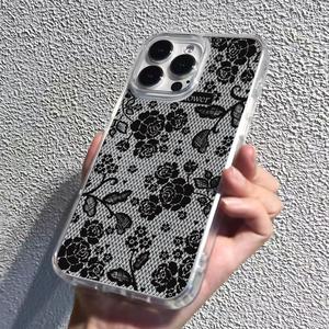 Funda de Teléfono Vintage <span class=keywords><strong>con</strong></span> Encaje Floral, Malla Transparente de TPU a Prueba de Golpes <span class=keywords><strong>con</strong></span> Diseño de Rosas para iPhone 16 15 14 13 12 11 Pro Max, Estilo Coquette - Product Image 5