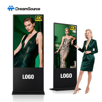 Pantalla LCD Comercial Ultra Delgada de Pie para Señalización Digital, Kiosco Interactivo con Pantalla Táctil para Publicidad y Animación en 4K