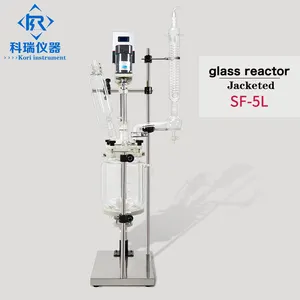 5L Laboratory Chemical Jacketed Glass Reactor 5 liter Double Layer Walled Corrosion Resistant Glass Reactor