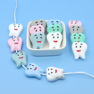Cute Cartoon Silicone Toys Tooth Shaped Food Grade Silicone Baby Teething Beads