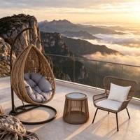 Fauteuil suspendu en rotin, siège balançoire autoportant, mobilier d'extérieur moderne et minimaliste pour jardin, balcon, intérieur