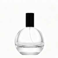 Botella de Vidrio Transparente Redonda de 30 ml, 50 ml, 75 ml, 100 ml para Exhibición de Fragancias Únicas y Elegantes, Botella de Perfume Exclusiva
