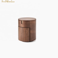 Table de chevet minimaliste en contreplaqué plaqué, 2 tiroirs de rangement, en bois de noyer écologique, pour chambre, appartement, hôtel