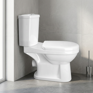 โถสุขภัณฑ์แบบสองชิ้น Twyford Style Aqua สีขาว เซรามิก ระบบ S-Trap แบบ Washdown พร้อมฝารองนั่งไม้แบบเลื่อน - Product Image 2