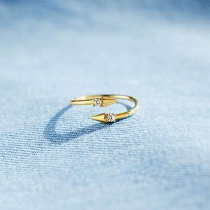 Anillo Personalizado de Doble Flecha con Circonitas para Mujer, Estilo Europeo y Americano, Talla Ajustable, Joyería para Chicas - Product Image 2
