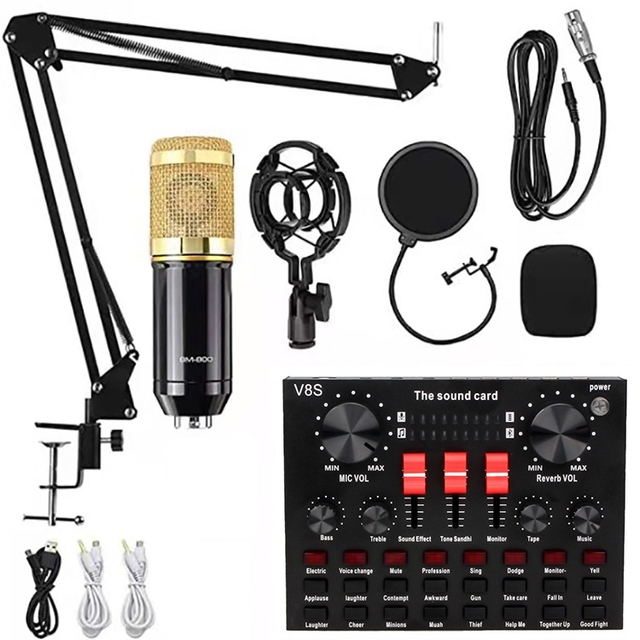 Sound Card Set Audio Condenser Mic Studio Singing Microphone