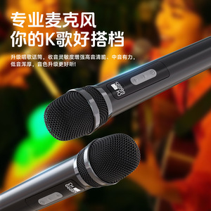 Professional Karaoke Microphone <b>Wireless</b> Dual <b>Mic</b> High Sensitivity Clear Sound For Home K - Product Image 1