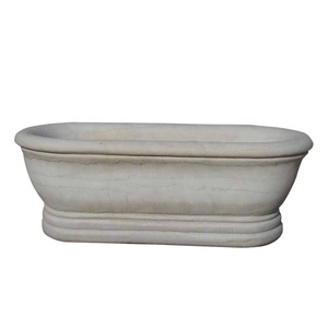 Progettato su misura egitto in marmo Beige Standalone vasca idromassaggio in pietra Freestanding vasca da bagno per le ville in vendita - Product Image 3